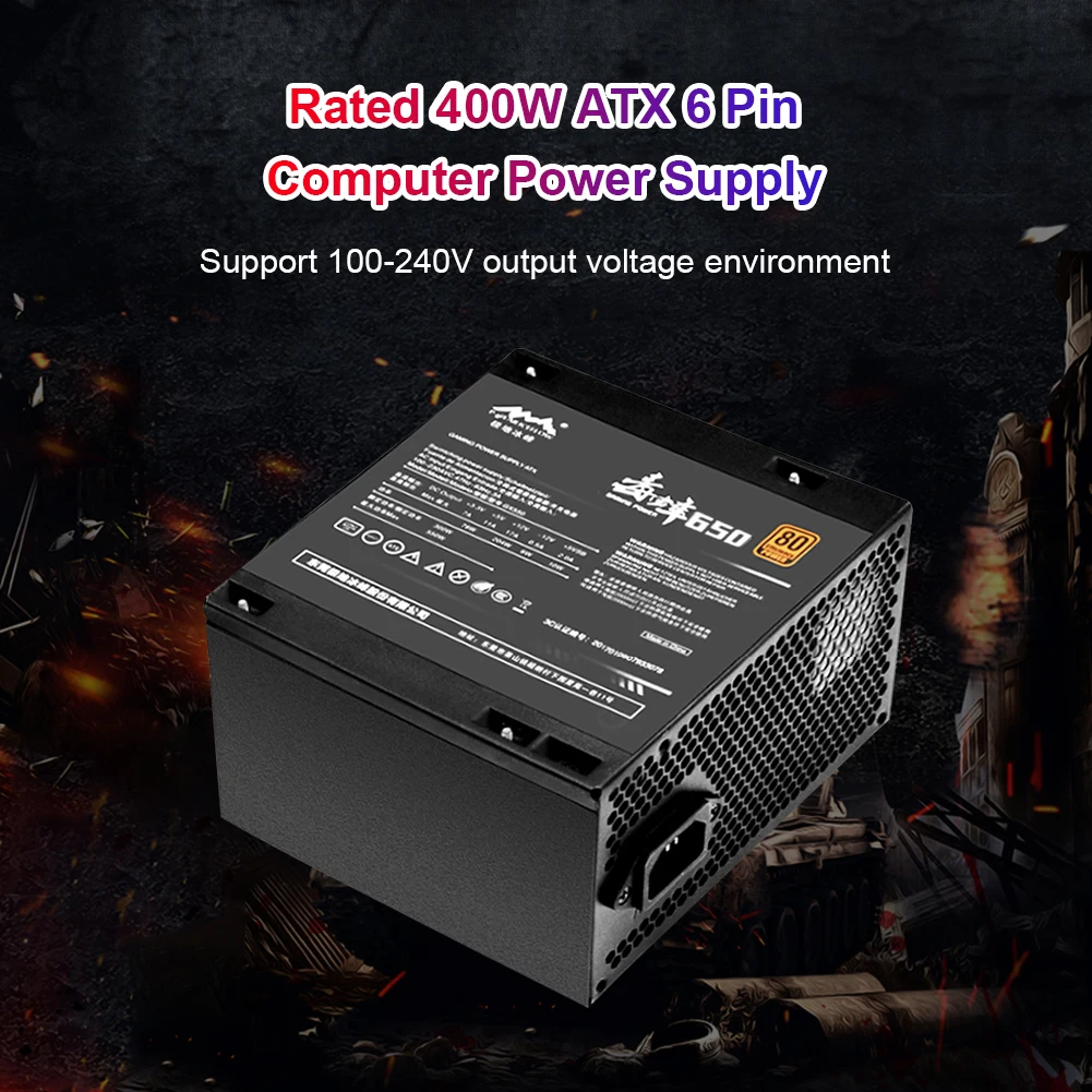 Блок питания для игрового настольного компьютера максимальная мощность 650 Вт 24