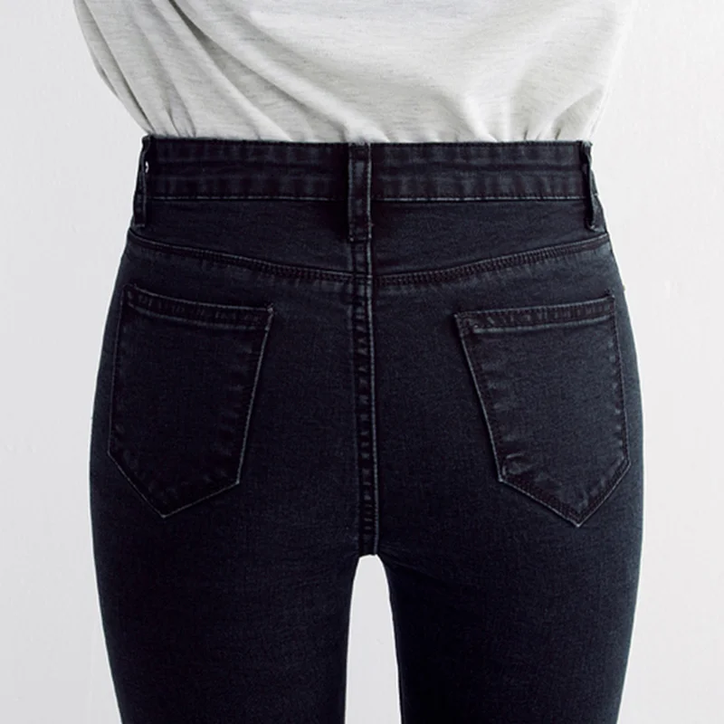 

Women Jeans Pencil Tight Slim Trousers Stretchy High Waist Buttons All-match Fashion Chic Skinny Casual Korean Ladies Plus Size