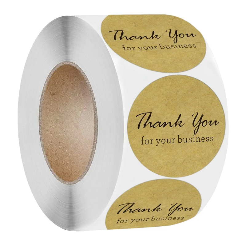 

1 Roll "Thank you" Letters Round Label Stickers Craft Per Roll Stationery Adhesive Sealing Baking Paper Stickers Label Home