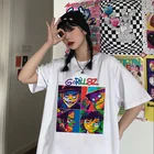 Женская футболка с коротким рукавом, летняя футболка с рисунком музыкальной группы Gorillaz, в стиле хип-хоп, уличная одежда в стиле Харадзюку