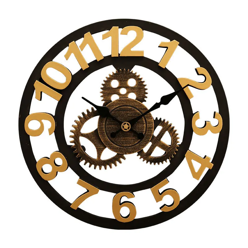 

Handmade Oversized 3D Retro Rustic Simple Modern Decorative Art Big Gear Vintage Large Wall Clock Wanduhr Home Decor BY50GZ