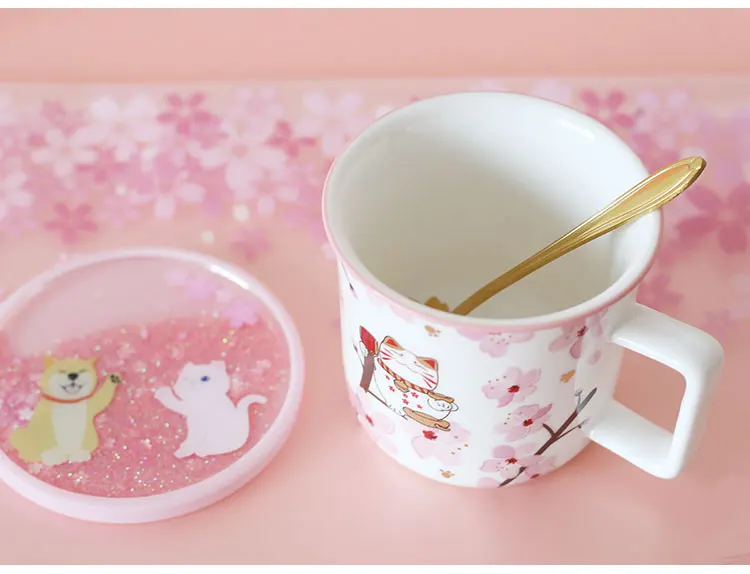 Oussirro креативный стиль Hello Lucky Kitty кошка молоко чай кофе кружки с ложкой костюм дети милые и комнаты украшения чашки воды