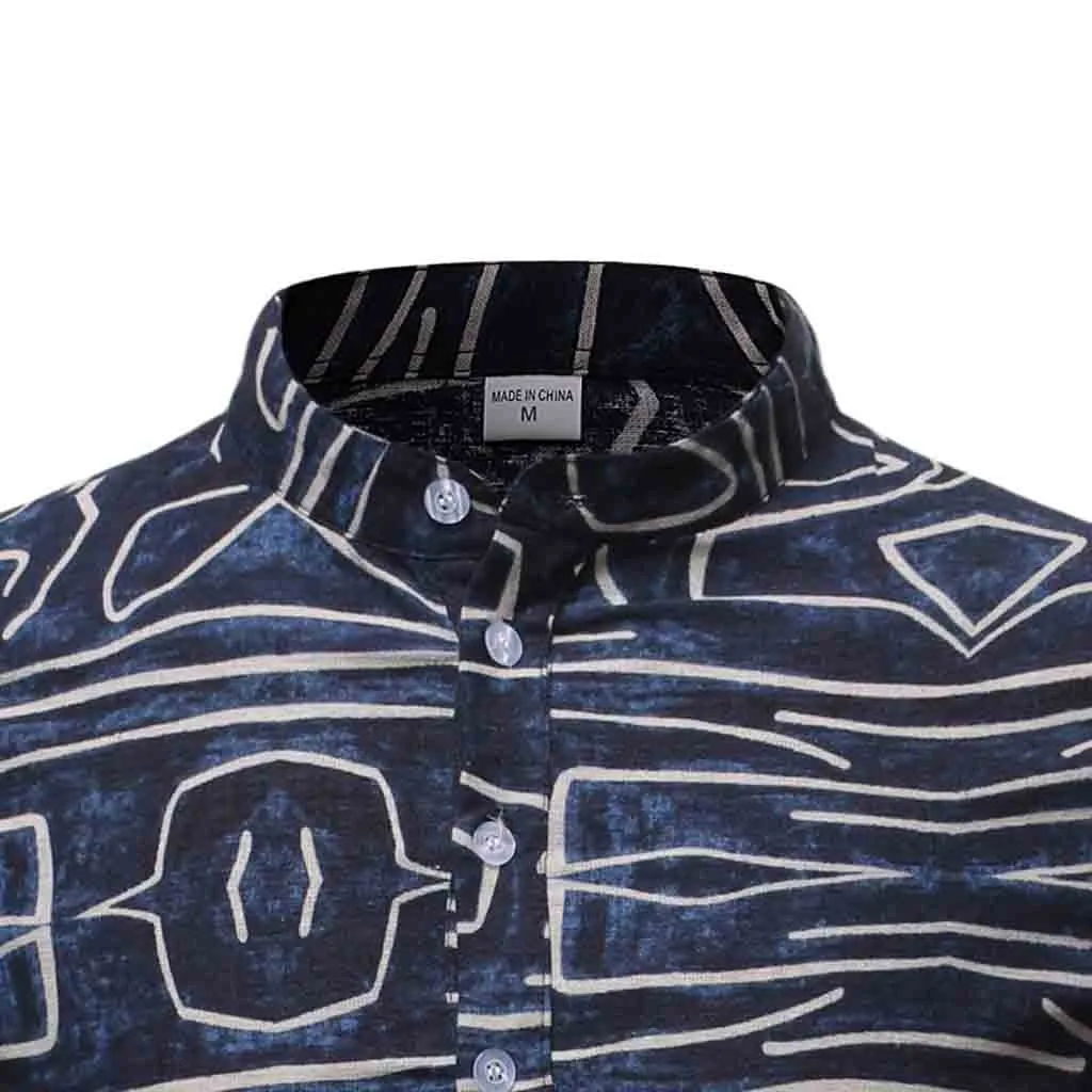 SAGACE Explosion новый дизайн Мужская винтажная рубашка в этническом стиле с воротником