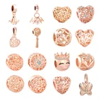 2020 Новинка 4 шт Розовое золото семейное дерево ажурный кулон для мамы Бесконечность мама губы бисера Подходит Pandora Амулеты Браслет X078