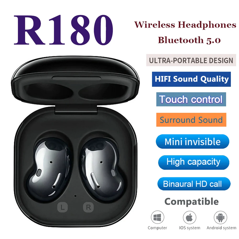 

R180 TWS Wireless Charging Bluetooth Earbuds fone de ouvido auriculares Soundpeats audifonos Gaming Handfree Headsets for phone