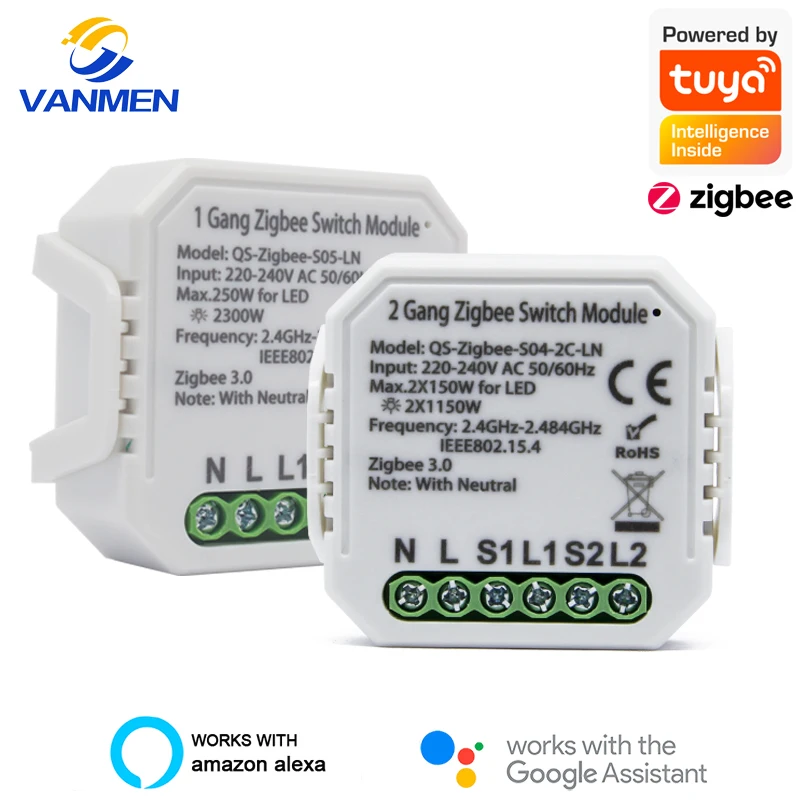 Умный модуль переключателя Tuya Zigbee 110 240 В управления освесветильник ением