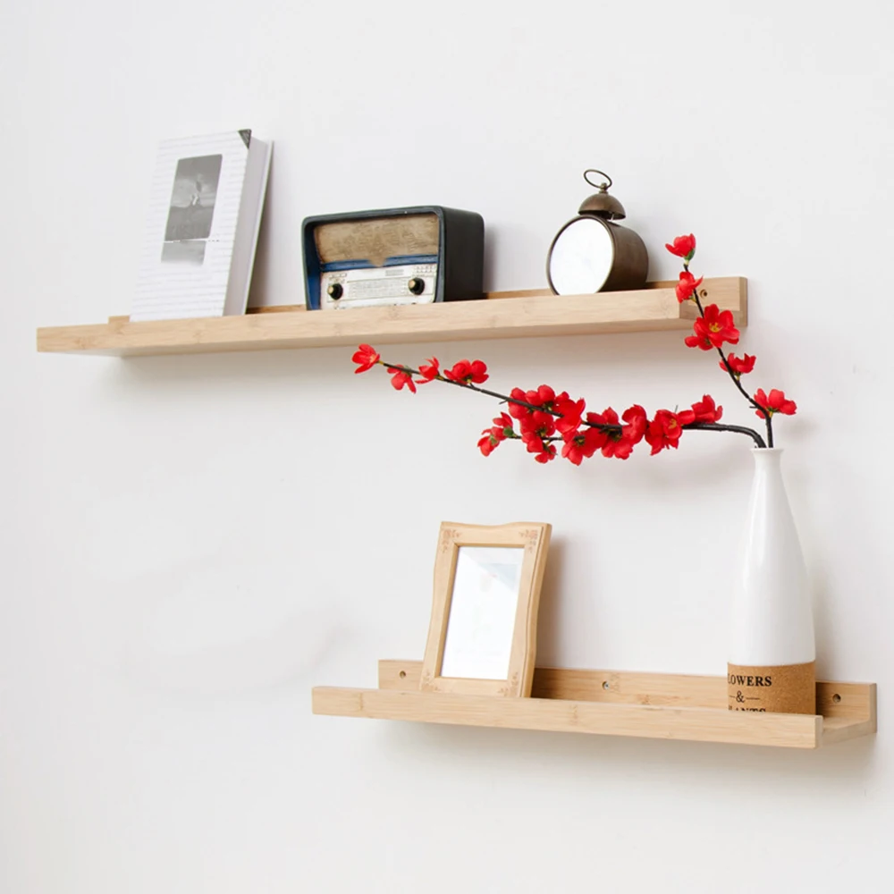 

Hanging Home Decor Picture Ledge Living Room Bamboo Floating Organization Eco-friendly Books Wall Shelf Storage Holders Display