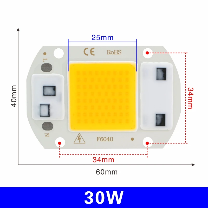 30W Светодиодный COB чип лампа 10 Вт 20 Вт 30 Вт 50 Вт 220 В Smart IC нет необходимости драйвер светодиодный светильник 3W 5 Вт 7 Вт 9 Вт для наводнения светильник Точечный светильник Diy светильник ing - Испускаемый цвет: 30W