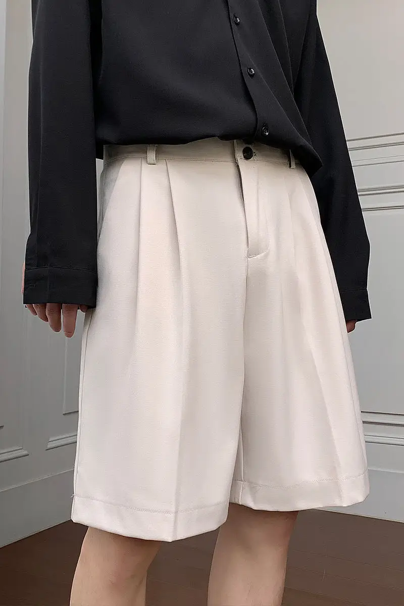 

2021 Summer New Youth Popular Men's Korean Version Of Solid Color Ruffled Five-point Trousers Fashion Casual Shorts M-2XL