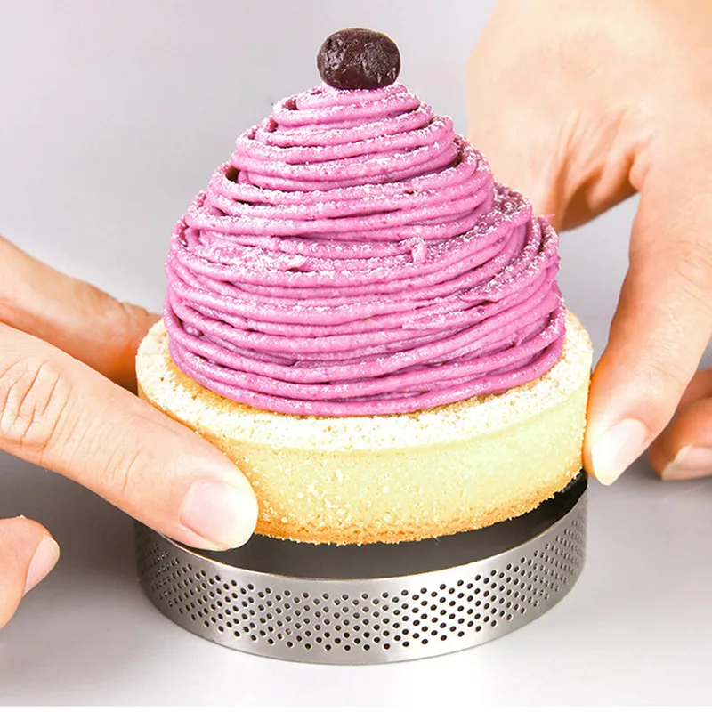 6 8 10 СМ Кольцо для тартов из нержавеющей стали для тартлеток и пирожных кексов в форме круга Мультиформа для тартов с отверстиями, термостойкая