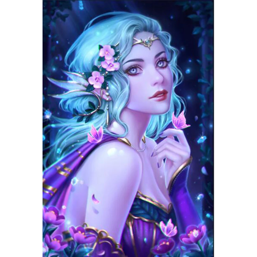 

ioostar Diamond Painting Fairy Portrait Cross Stitch Full Drill Diamond Embroidery Picture Of Rhinestone Beaded Craft Kits