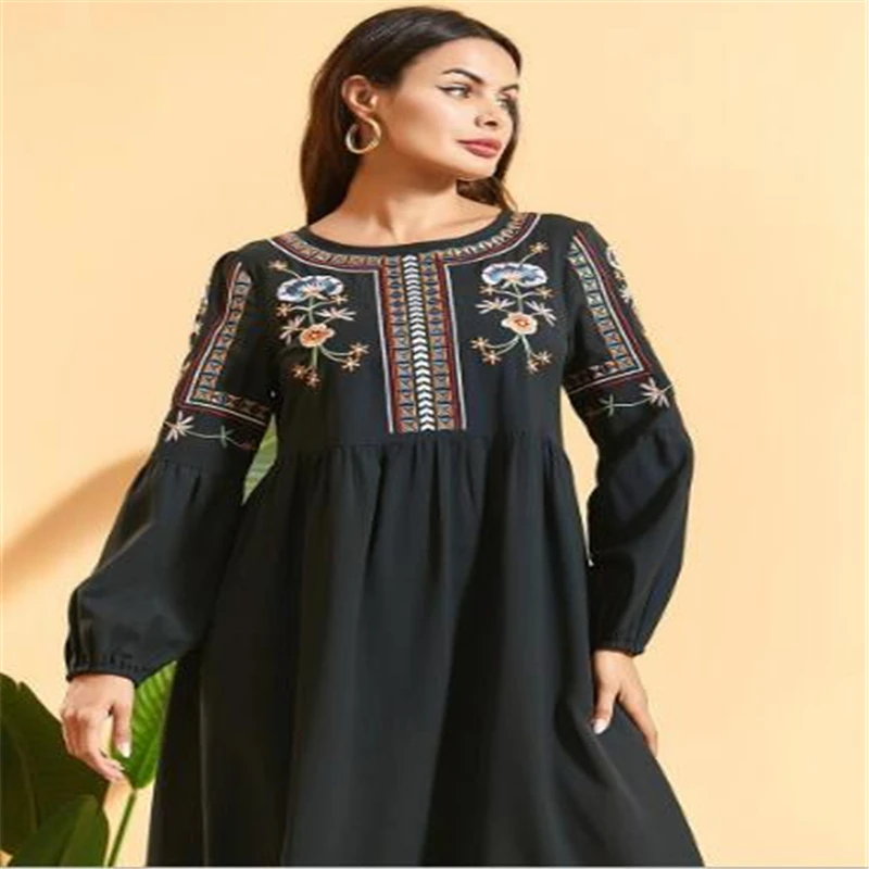 Женское платье макси в этническом стиле ретро размера плюс 4XL свободное