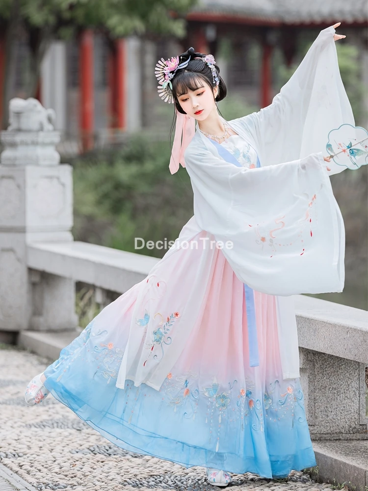 2021 волшебный Древний китайский костюм hanfu платье для женщин с вышивкой в ретро