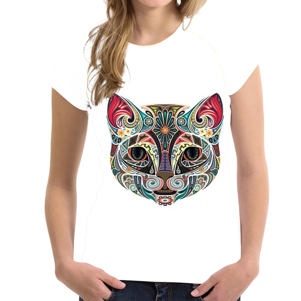 

FOURDEIGNS T shirt Colorful Animal Cat Monkey Print Tshirt Women Beautiful Art Work Clothes Comfortable Tumblr Tee Shirt Femme
