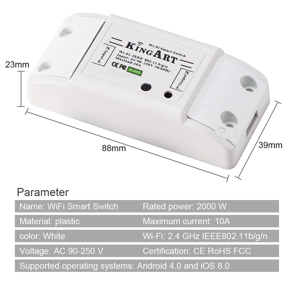 Smart WIFI Control Switch Accessory Anywhere APP Remote Timing Turn ON / OFF Home Electricity AC90-250V Work With Google Home