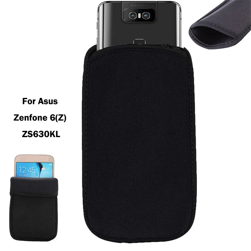 Мягкий и гибкий неопреновый защитный черный чехол для Asus Zenfone 6(Z) ZS630KL