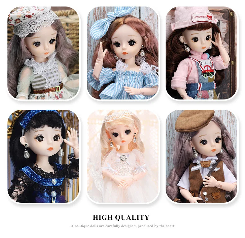 Новинка 12 дюймов 21 шарнирная кукла BJD 30 см 1/6 макияж милые Искусственные ресницы
