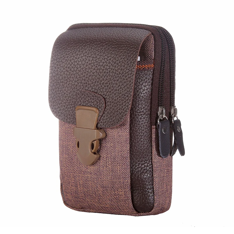 Мужская тактическая кожаная поясная сумка для активного отдыха ремень на молнии