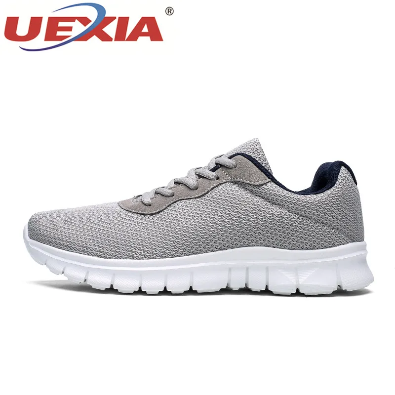 gray 0560 UEXIA/кроссовки; Повседневная обувь; Мужская прогулочная Обувь На Шнуровке; сезон весна-осень; модная дышащая удобная мужская обувь; zapatos hombre - Цвет: gray 0560