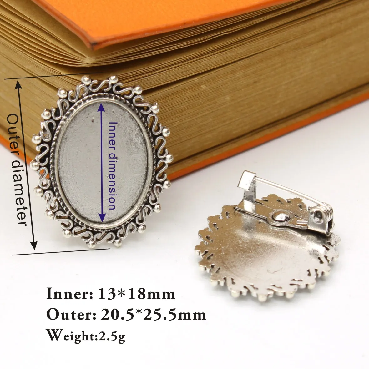 Брошь основа безопасная булавка старинная Серебряная заклепка фиксированная