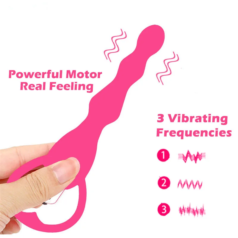 Сексуальный длинный вибратор с бусинами Анальная пробка массажер простаты