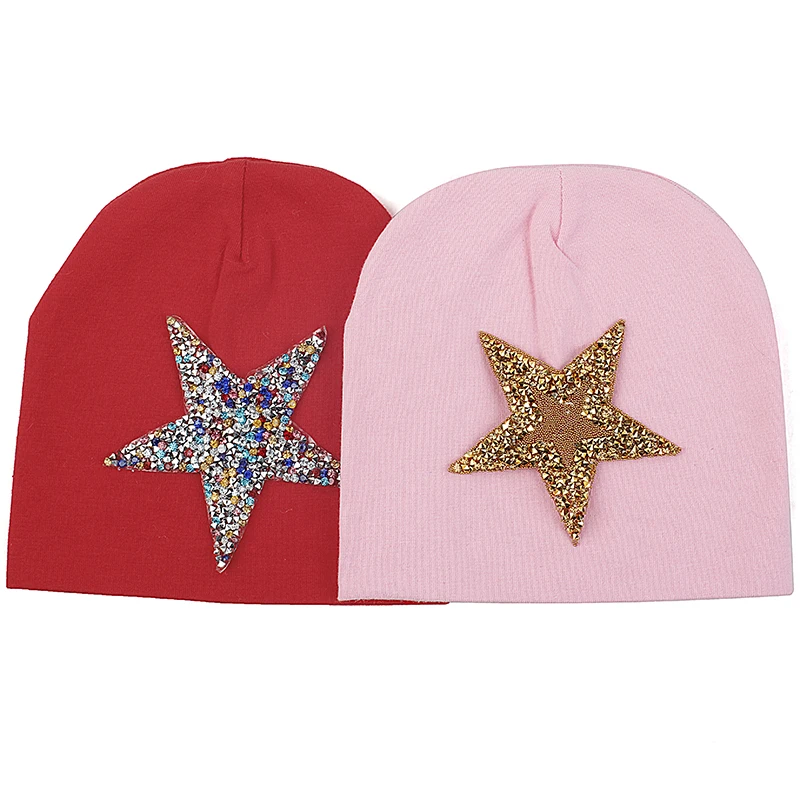 

0-3 Month Spring Newborn Soft Pentagram Cotton Beanies Baby Girl Hats Kids Boys Children Elastic Skullies Beanie Cap Accessories