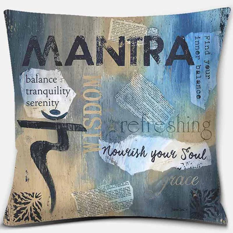 Чакра мантра Namaste Prana квадратная печать Наволочка украшения для дома обложка