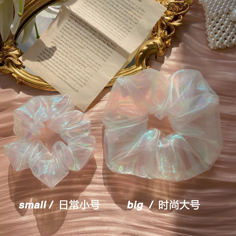 

Bright Multicolor Tulle Large & Small Elastic Hair Bands Hair Ring Ponytail Holder Loop Hair Scrunchies Headwear For Girls