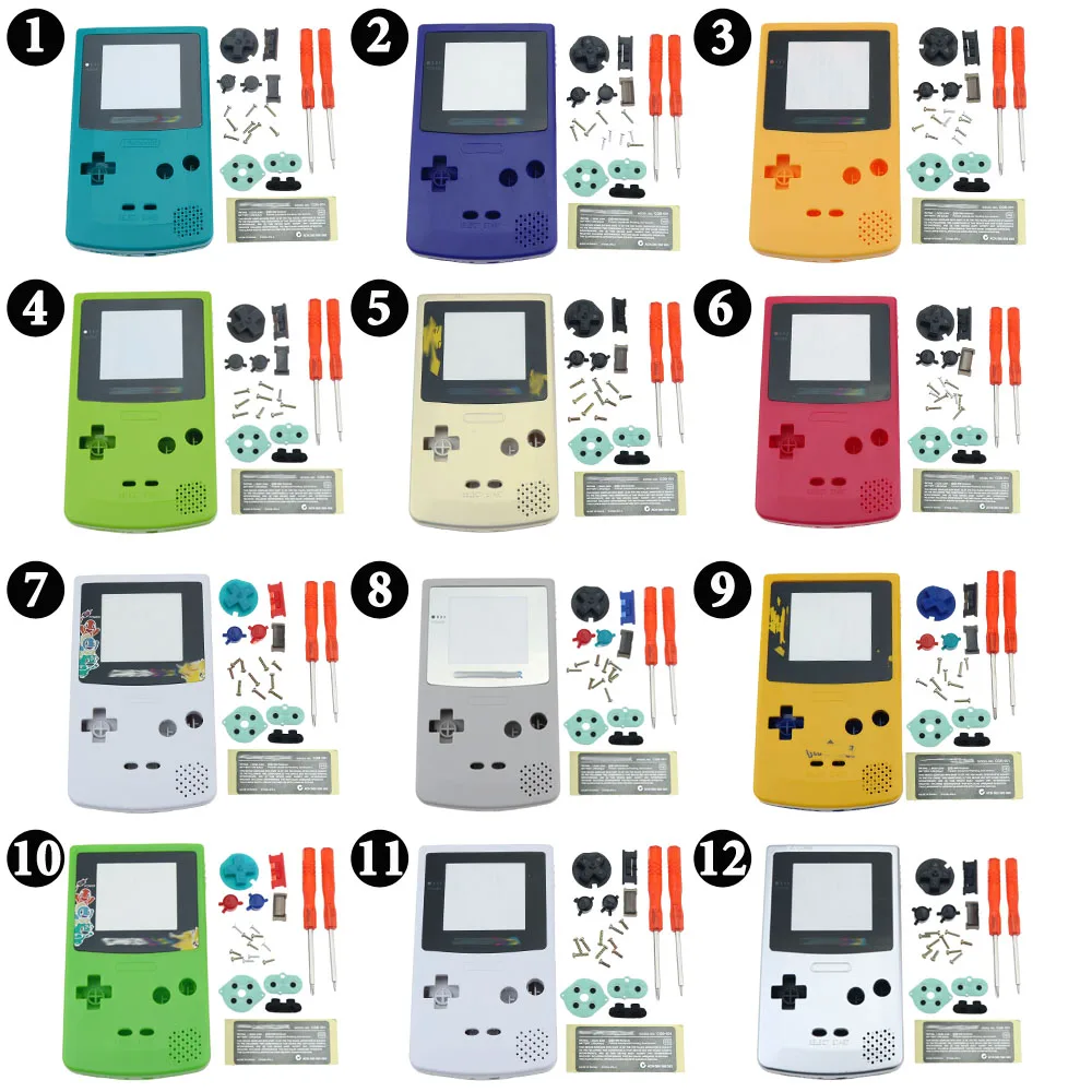 New Plastic Game Shell Housing Case Cover For Nintendo Gameboy Color Console GBC With Buttons Kits Sticker | Электроника