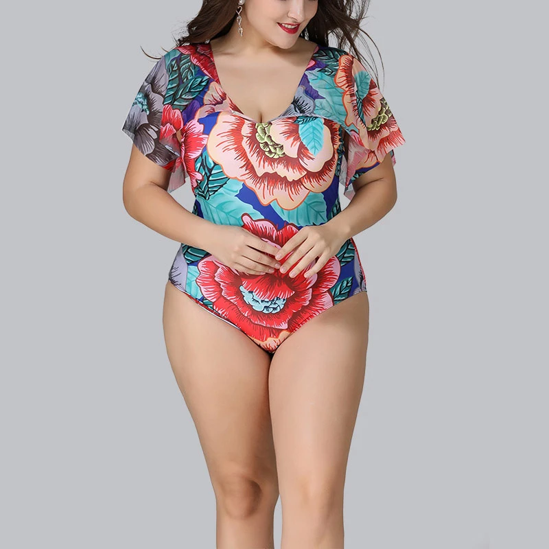 Купальный костюм большого размера 2020 комплект бикини с цветочным принтом