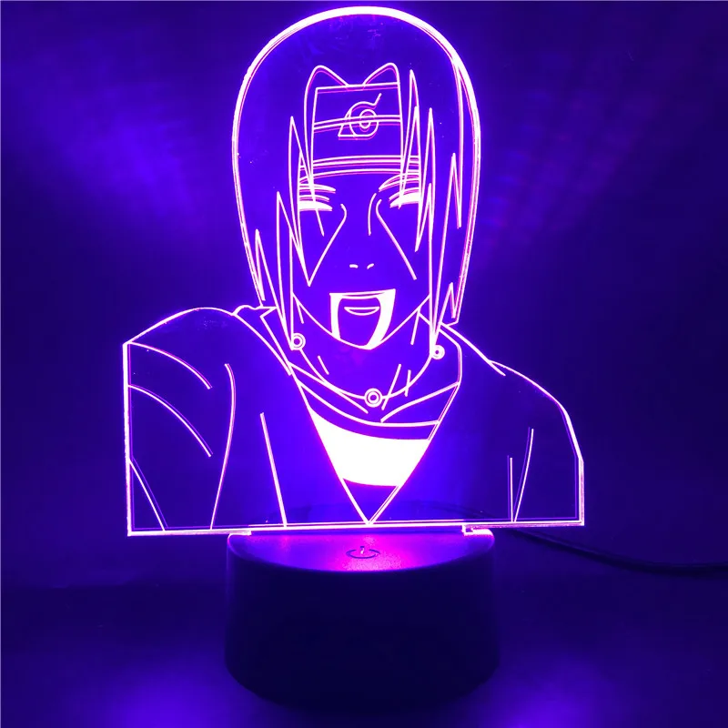 Naruto Uchiha Itachi 3D Night Lights Set Shippuden Model Anime Figures Decor Bedroom Xmas Gift Lighting Lamp Colorful Visual Led