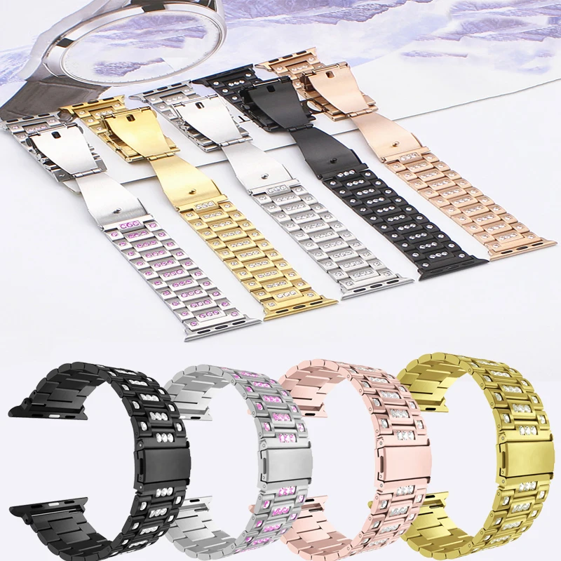 Ремешок для часов Apple watch роскошный браслет из нержавеющей стали 44 мм 40 42 38 |