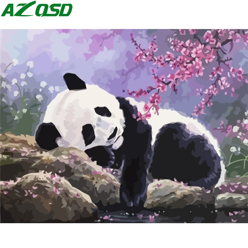 

AZQSD Paint By Number Panda Canvas Painting Handpainted Gift Coloring By Numbers Animal Acrylic Paint Living Room Home Decor
