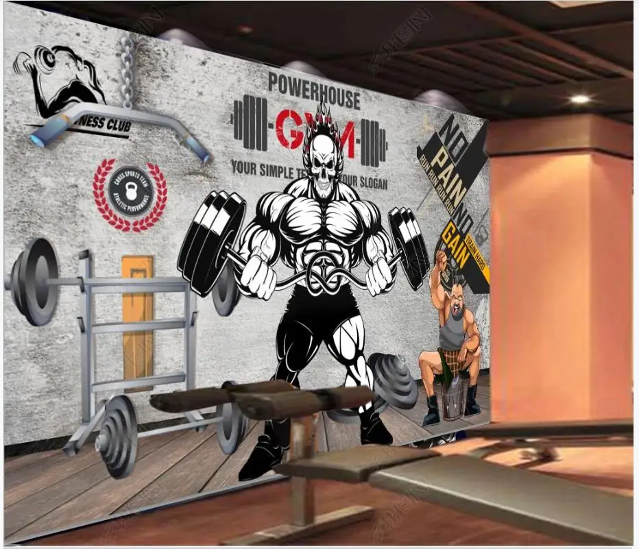 

Custom wallpaper 3d murals wallpaper for walls 3 d Retro nostalgic sports exercise weightlifting gym mural background wall paper