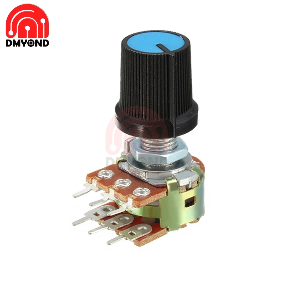 Ручка вращающегося потенциометра WH148 5 шт. синяя для Arduino Cap 1K 2K 5K 10K 20K 50K 100K 250K 500K 1M