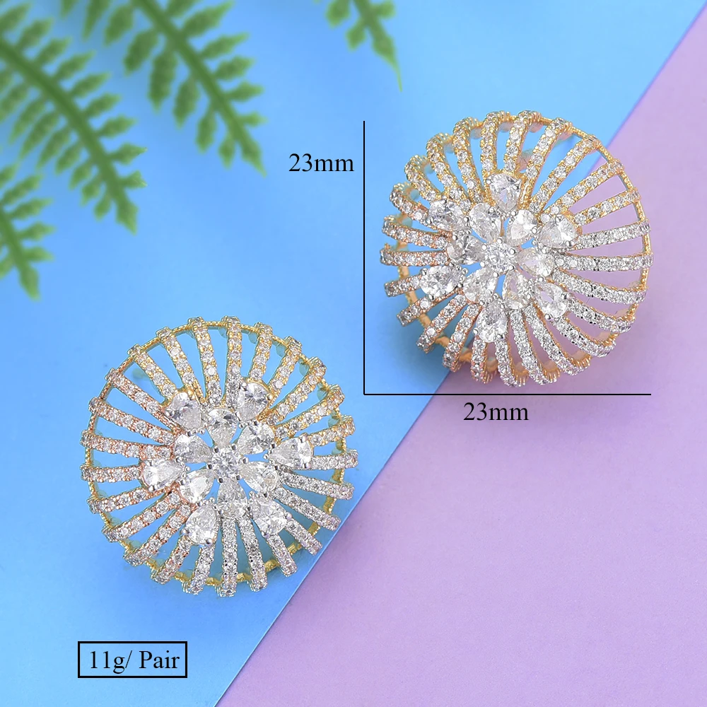 

LARRAURI 2019 Fashion Jewelry Trendy Charm Cubic Zirconia Inlaid Stud Earrings For Women Engagement Wedding
