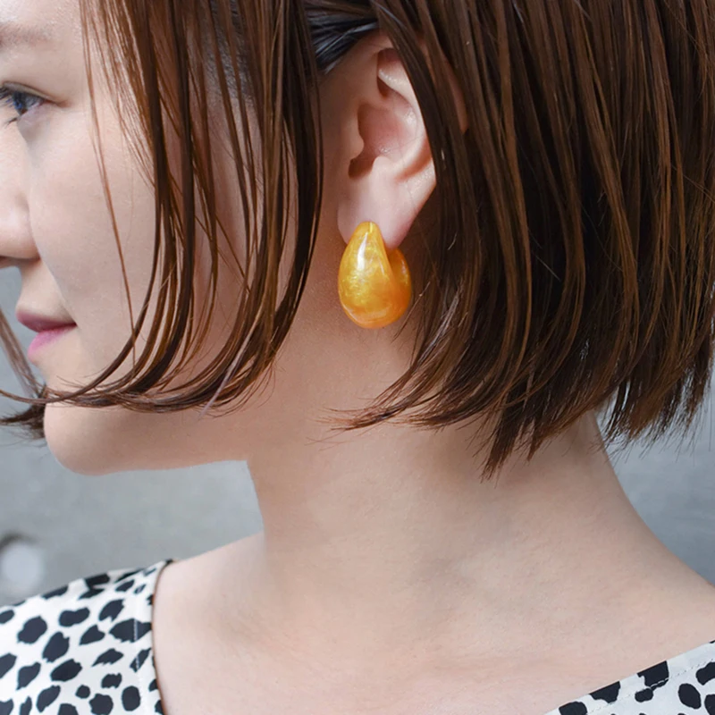 Модные Винтажные серьги-кольца SRCOI из плотной смолы 2019 карамельных цветов