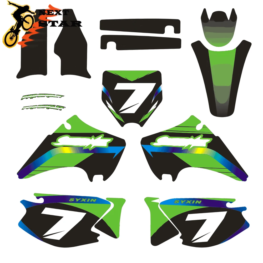 

Customized NumberTeam GRAPHICS BACKGROUNDS DECAL STICKER For Kawasaki KX125 KX250 KX 125CC 250CC 2003 2004 2005 2006 2007 2008