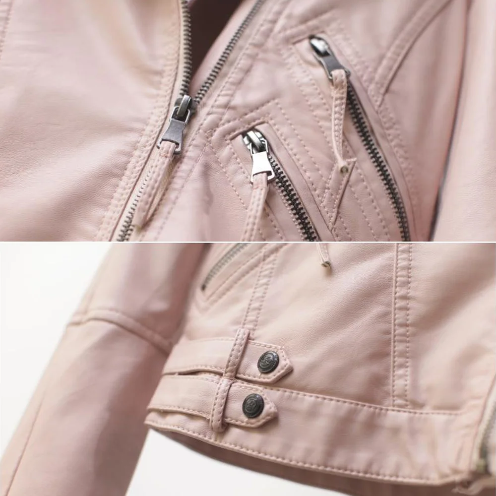 

Autumn Winter Black Faux Leather Jacket Women Biker Motorcycle Punk Coat Female PU Leather Cropped Hip Hop Jacket Blouson Cuir