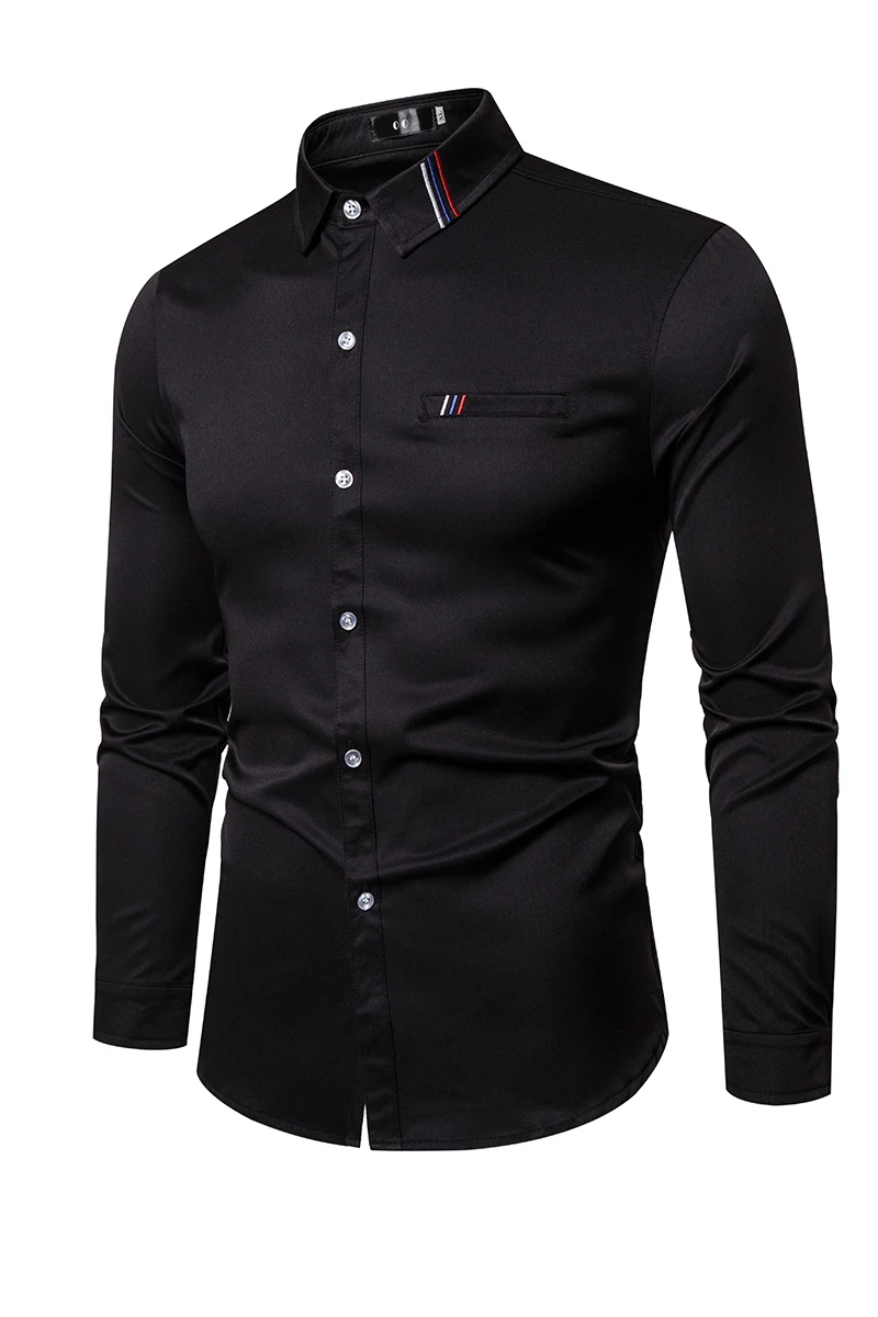 

2020 New Men's Shirt Embroidered Shirt Slim Men's Business Casual Jacket S-5xl