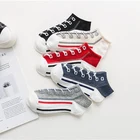 Носки женскиемужские короткие до щиколотки, повседневные Мягкие, с рисунком, 5 партЛот, стиль Харадзюку