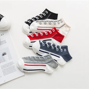 Носки женскиемужские короткие до щиколотки, повседневные Мягкие, с рисунком, 5 партЛот, стиль Харадзюку