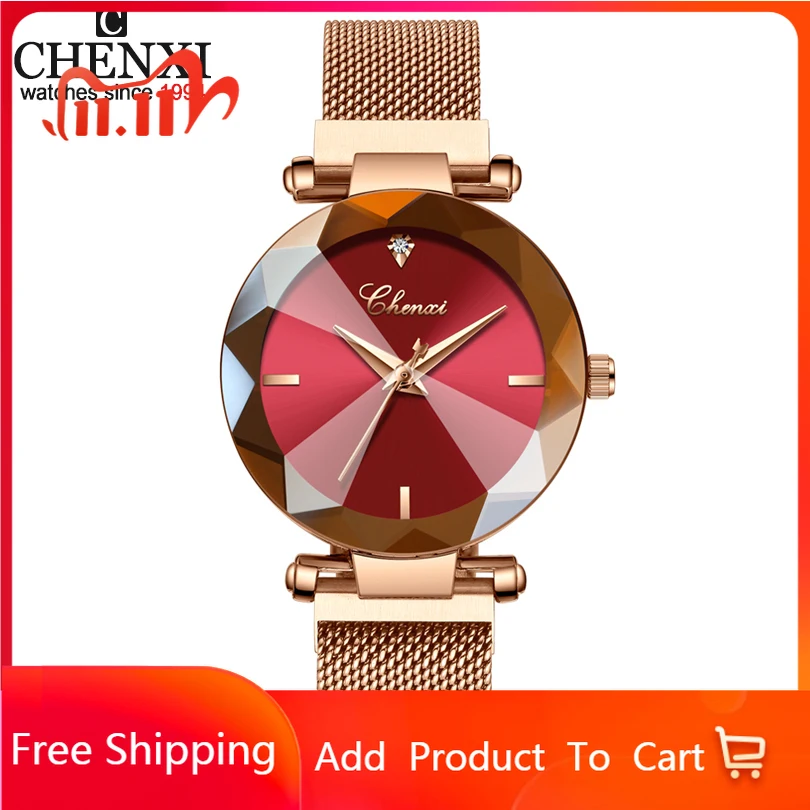 

CHENXI Brand Gem Cut Geometry Clock Wristwatches Ladies Luxury Quartz Watches Women's Dress Watch Woman Relogio Feminino 4 Color