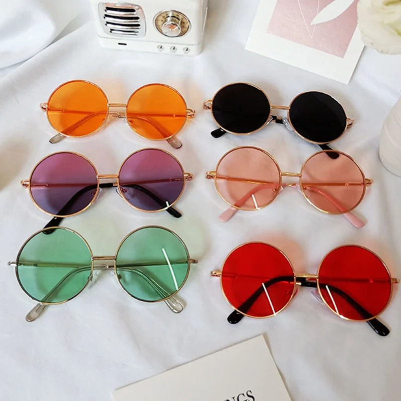 Солнцезащитные очки для девочек и мальчиков UV400 винтажные простые круглые с