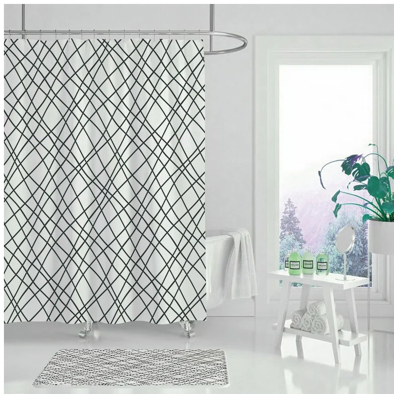 Горячая новинка геометрическая фигура Водонепроницаемая занавеска для ванной 3D