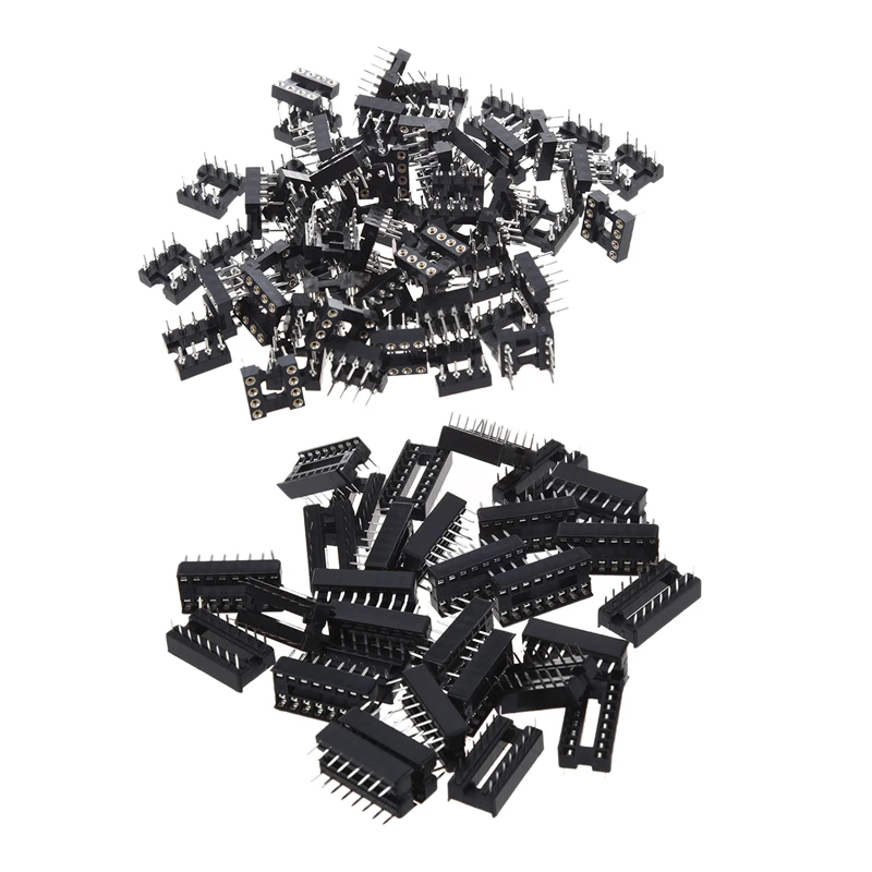 60 шт 8 Круглый контактный 2 54 мм Шаг DIP Ic Разъемы адаптеры а так же 30 16 Pin IC гнездо под