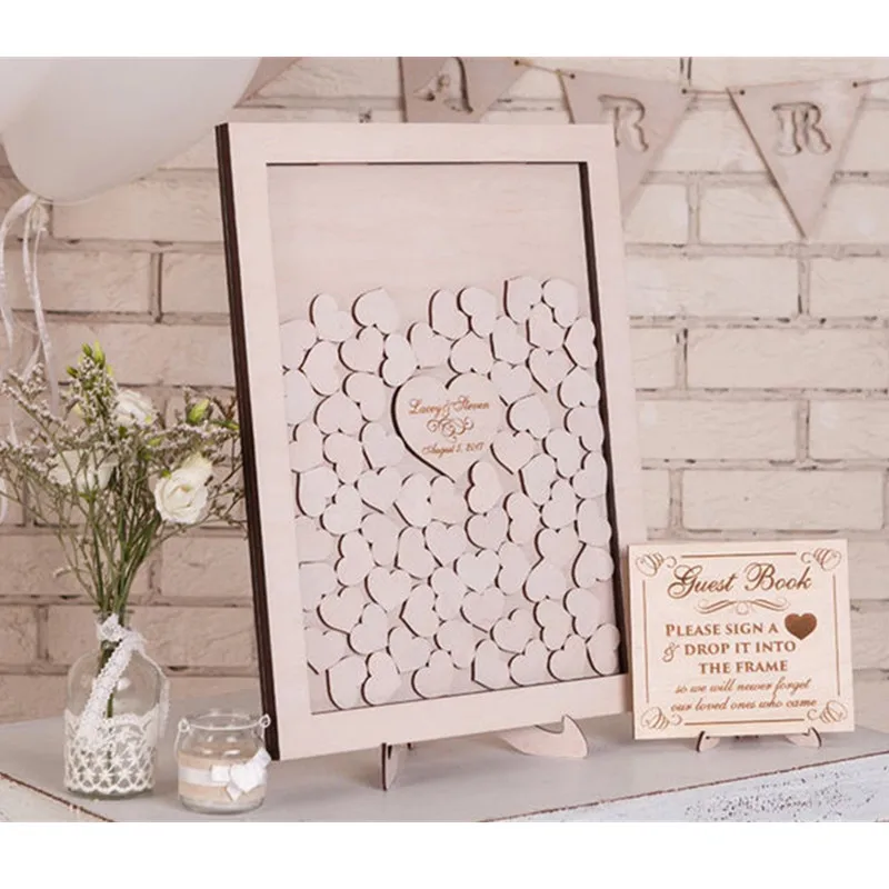 Деревянная Гостевая книга в деревенском стиле оригинальная коробка с сердечками