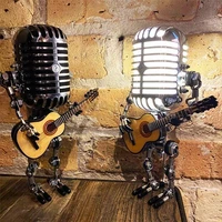 vintage microphone robot touch dimmer lamp table lamp decoration crafts robot desk lamp dropshipping business gift