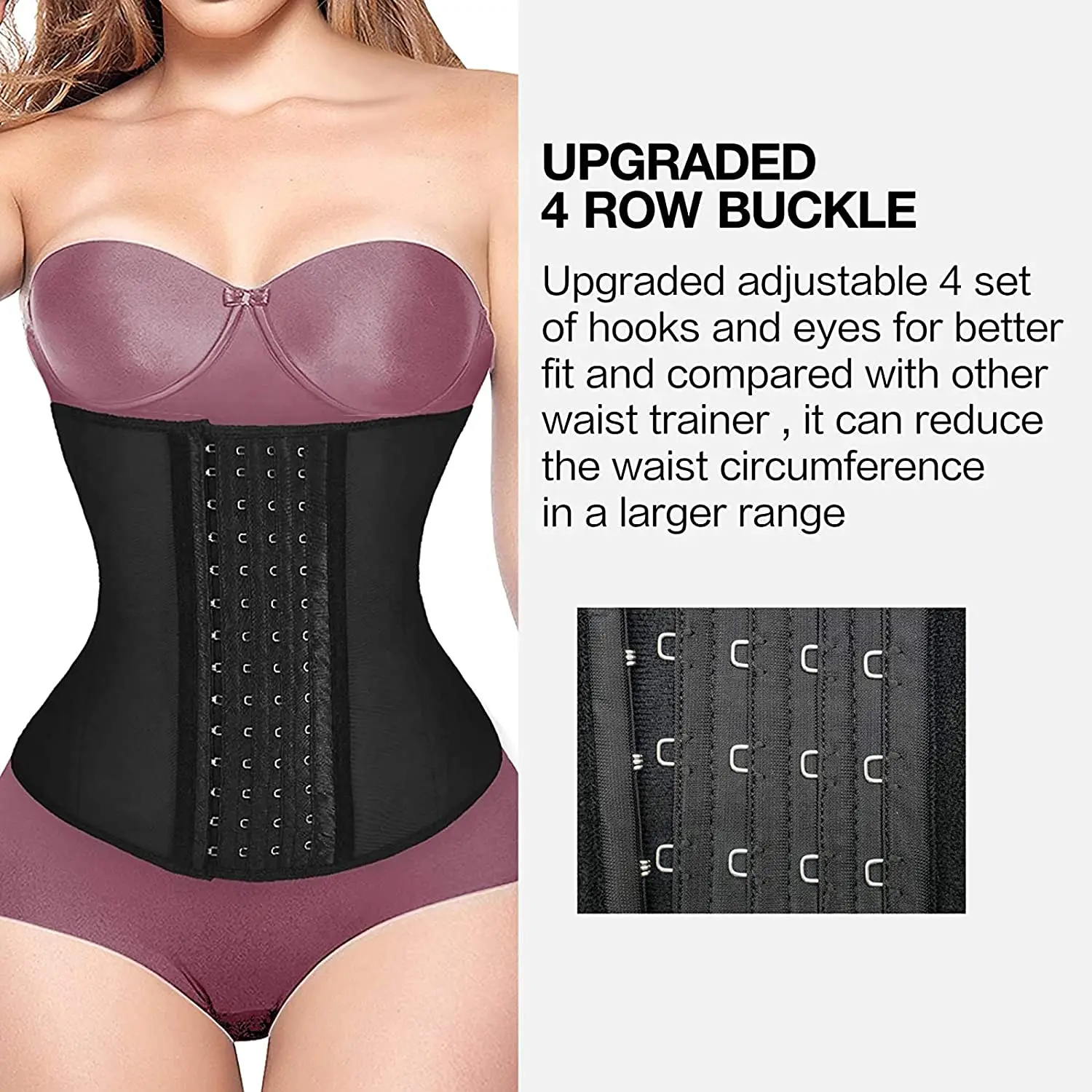 Womens Waist Trainer for Weight Loss Latex Steel Boned Corset Cincher Shaper Waist Trainer Body Shaper Belts for Women
