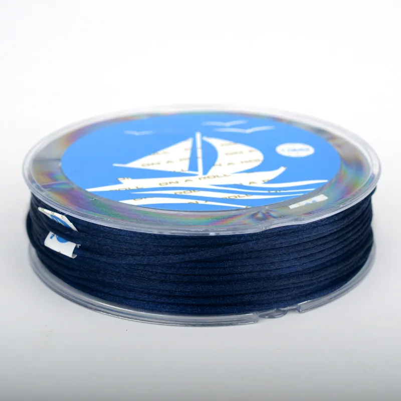 10dark blue 1 мм мягкий атласный шнур Macrame, китайский «сделай сам», браслет с узлом, ожерелье, ювелирный набор 20/рулон - Цвет: 10dark blue